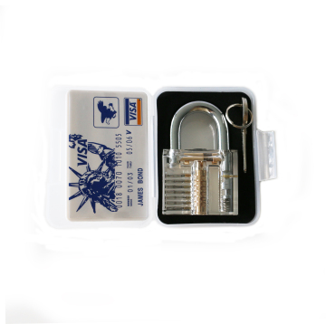 5pcs Stainless Steel Lock Pick Set - Locksmith Tools with Clear Padlock