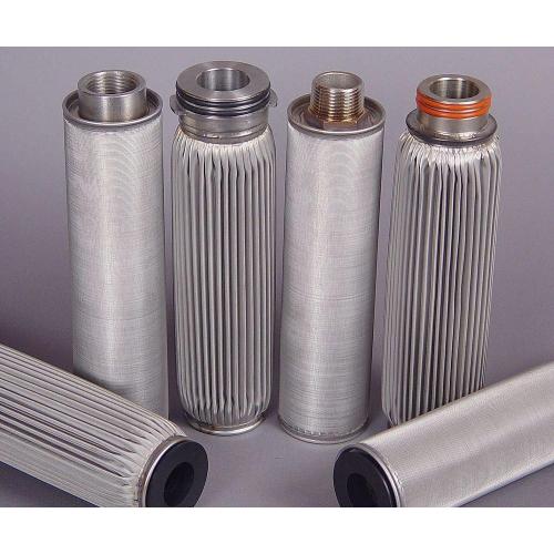 Metal pleated filter element