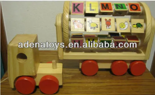 The wooden educational toys-Wooden Toy Truck With Alphabet Letters