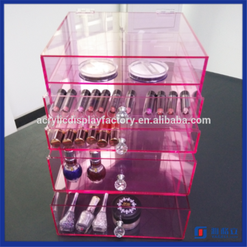 High quality manufacturer supplier acrylic makeup organizer with drawers / cosmetics organizer