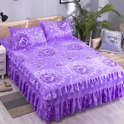 Three-piece Suit Bed Skirt Autumn Winter Simmons Big Bed Bedding 1 Bed Sheet +2 Pillowcase Bedspread Home Princess E11633