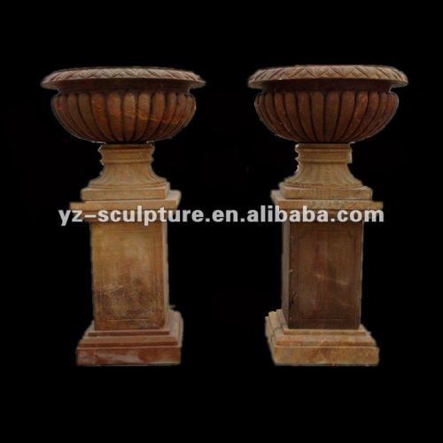 large antique natural stone paired vases for garden decoration