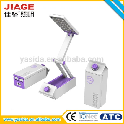 Plastic cute milk box student rechargeable folding led desk lamp