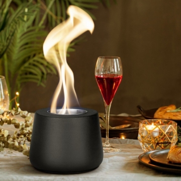 Mini Portable Round Table Top Firepit Fireplace with Lid for Camping