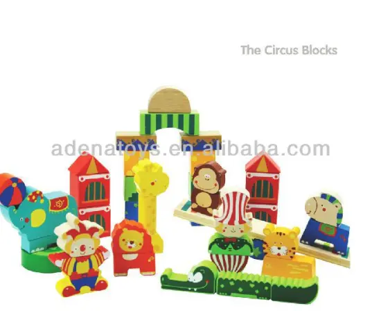 Wooden kids educational DIY building block color Wooden Wooden Circus Block