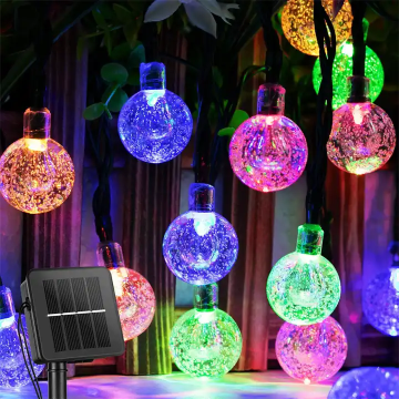 Luces de cuerda de bolas de cristal LED de 30 LED de energía solar para la decoración navideña del jardín al aire libre