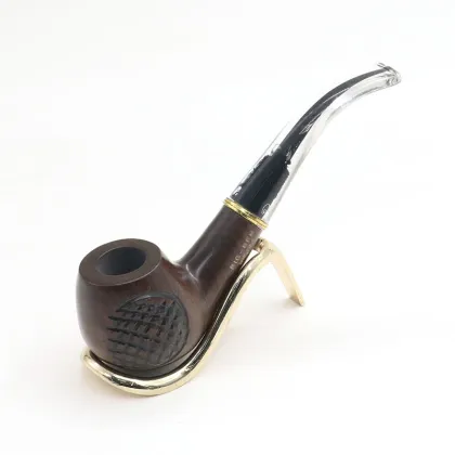 Factory direct sale black ebony handmade smoking pipe acrylic bent handle