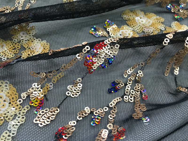 Multicolor Sequins Embroidery Fabric