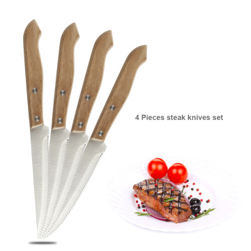 4 pcs steak knife set with wood handle