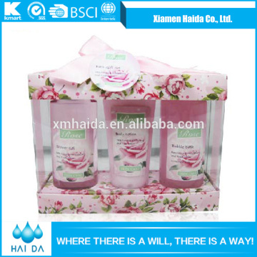 China Supplier Low Price Bath Gel Rose Essence Oil Bath Gift Set