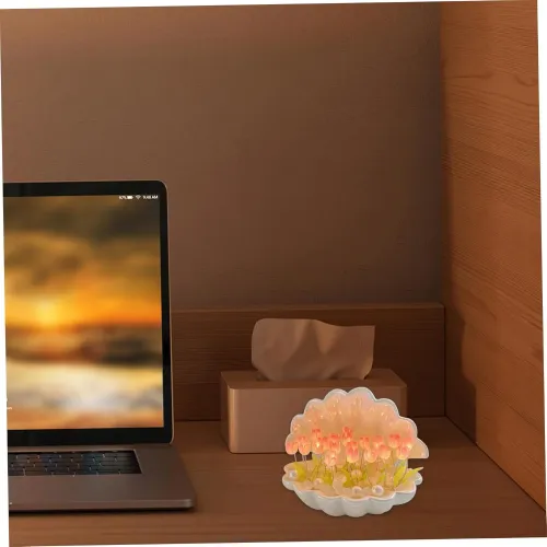 Ночной свет раковины с цветочным тюльпаном для спальни декор