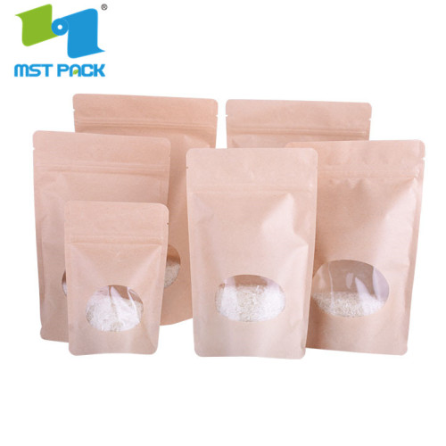 High Quality Biodegradable Natural Kraft Paper Stand Pouch