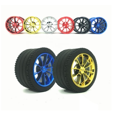Stemedu 4PCS Set RC Block Parts Sports Car Technology Series Plating Wheel and Tires Hub MOC Building Blocks Accessories
