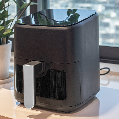 Modern Square Air Fryer with Frosted Surface and LCD Display