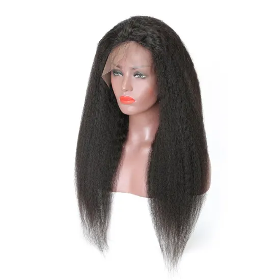 Original natural color Kinky Straight 360 Lace Frontal Wigs Virgin Hair  hd frontal100%human hair lace wig with wholesale