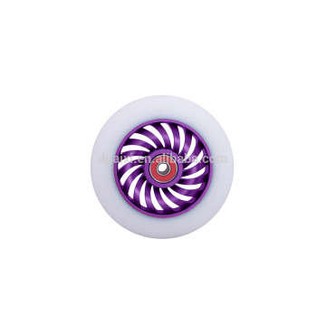 Aixi 16 Spoked Tornado Purple Aluminum Hub 100mm High Rebound White PU Forged Scooter Wheel For Sale