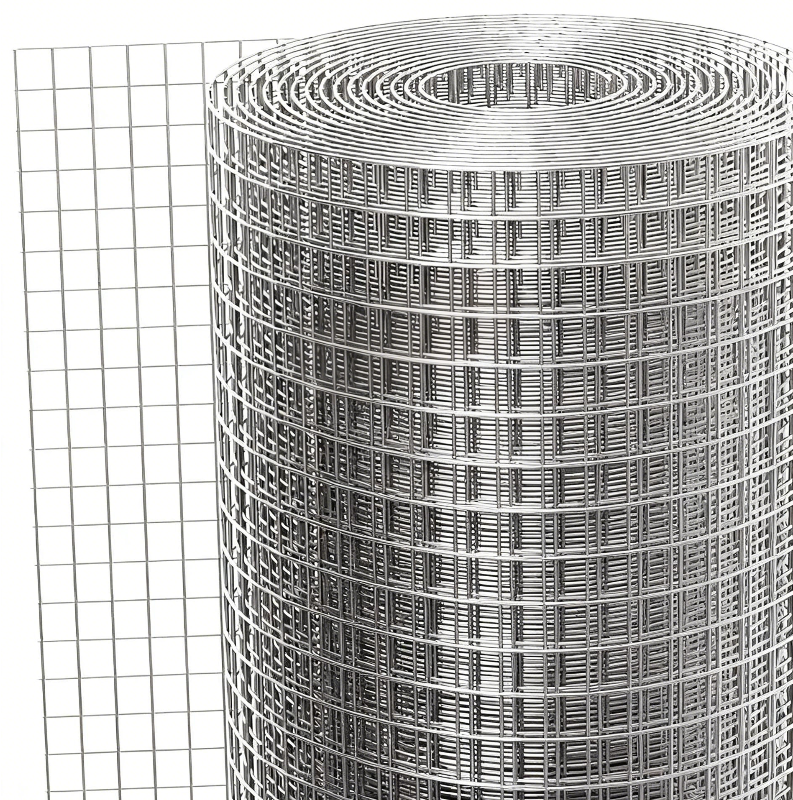 Welded wire mesh rolls in galvanized finish for animal enclosures, cages and garden fencing
