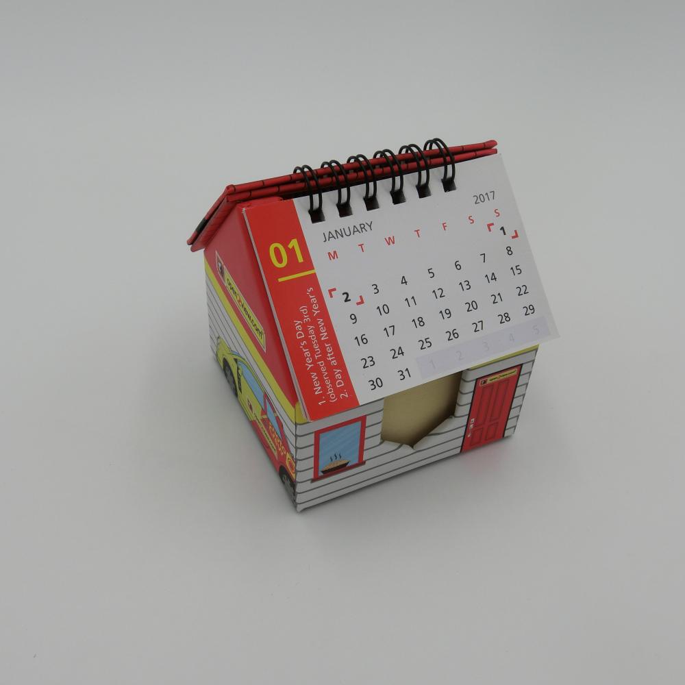 house-shaped sticky note with clendar