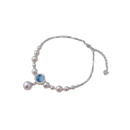Aquamarine Pearl Girly Bracelet High End Luxury Bracelet