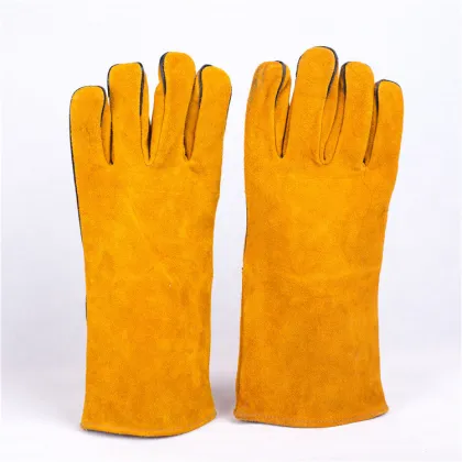 Yellow Cowhide Leather Work Safety Gloves