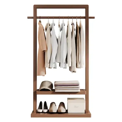 Adjustable Solid Wood Clothes Rack for Bedroom