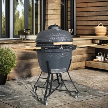 Auplex XL 24 Inch Egg Shape Kamado Charcoal BBQ Grill for Camping and Pizza