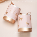 Lid and base pink cylinder packaging gift box