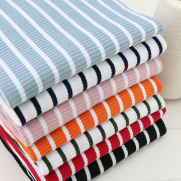 Cross Stripes 100% Cotton Stretch Knit Rib Clothing Dress Fabric wide 125cm