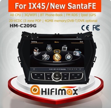 Hifimax HYUNDAI NEW SANTA FE 2013 gps system WITH A8 CHIPSET DUAL CORE 1080P V-20 DISC WIFI 3G INTERNET DVR SUPPORT