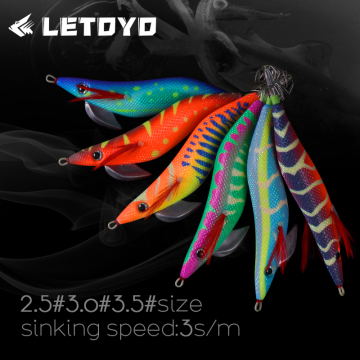 LETOYO 14cm Squid Jig Fishing Lures - 22g, 10 Colors, 2.5# 3.0# 3.5#, Deep Sea & Freshwater Egi Squid Jigs