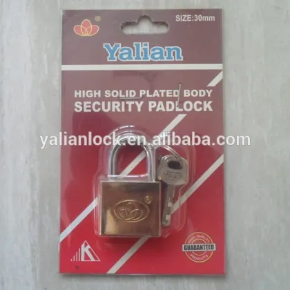Top security disc golden square padlock