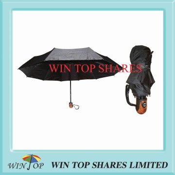 Black Strong 5 Folds Auto Open Close Umbrella