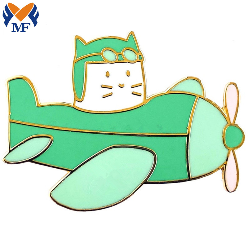 금속 맞춤형 고양이 비행기 에나멜 핀