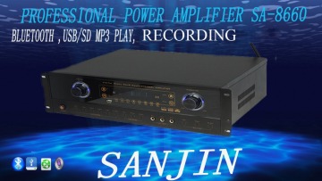 Professional Karaoke digital Power amplifier with bluetooth recording USB SD FUNCTION
