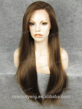 Blonde color top selling and best quailty silky straight hair natural black lace front wig synthetic wig