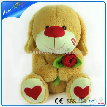 44cm brown plush bear toys with rose flower valentine's day gift for girlfriend