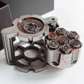 Revolver Metal Dice Set, 7 Piece Polyhedral Bullet Dice with Spinning Revolver Cylinder Case, Cyberpunk Style Tabletop RPG Dice