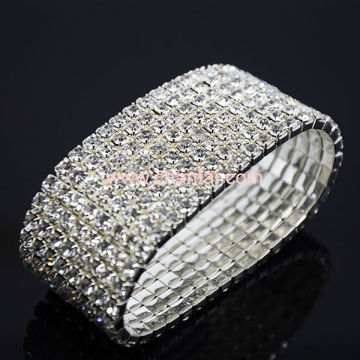 Cheap Crystal Bracelet Jewelry,8Lines Tensile Crystal Alloy Bracelet Fit Wedding And Girls