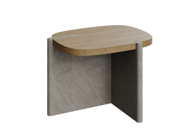 Nordic-style wood and stone spliced side table