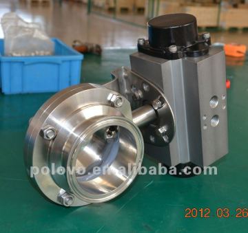 Sanitary butterfly valve with pneumatic actuators