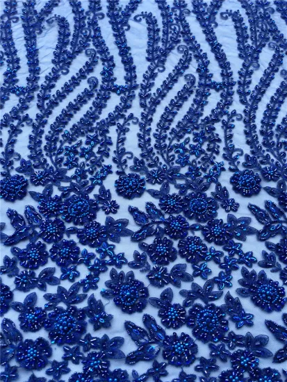 High quality bead tube embroidery fabric stone bead embroidery African lace Nigeria fabric French mesh evening dress party dress