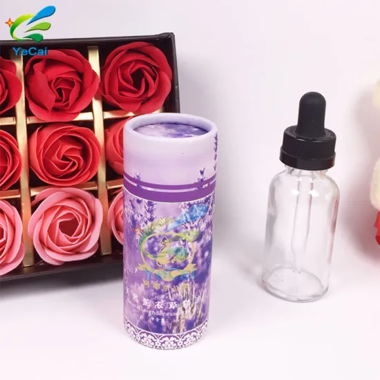 Free sample essential oil dropper bottle 30ml printing cosmetic tube box, round paper tube for sale