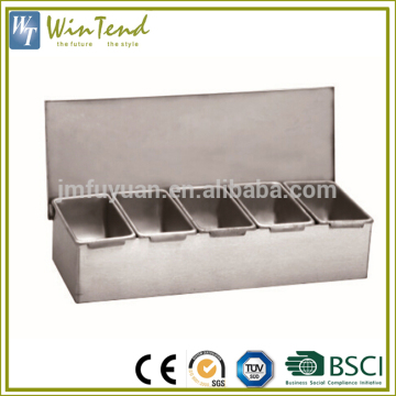Square 5 compartment restaurant stainless steel spice holder