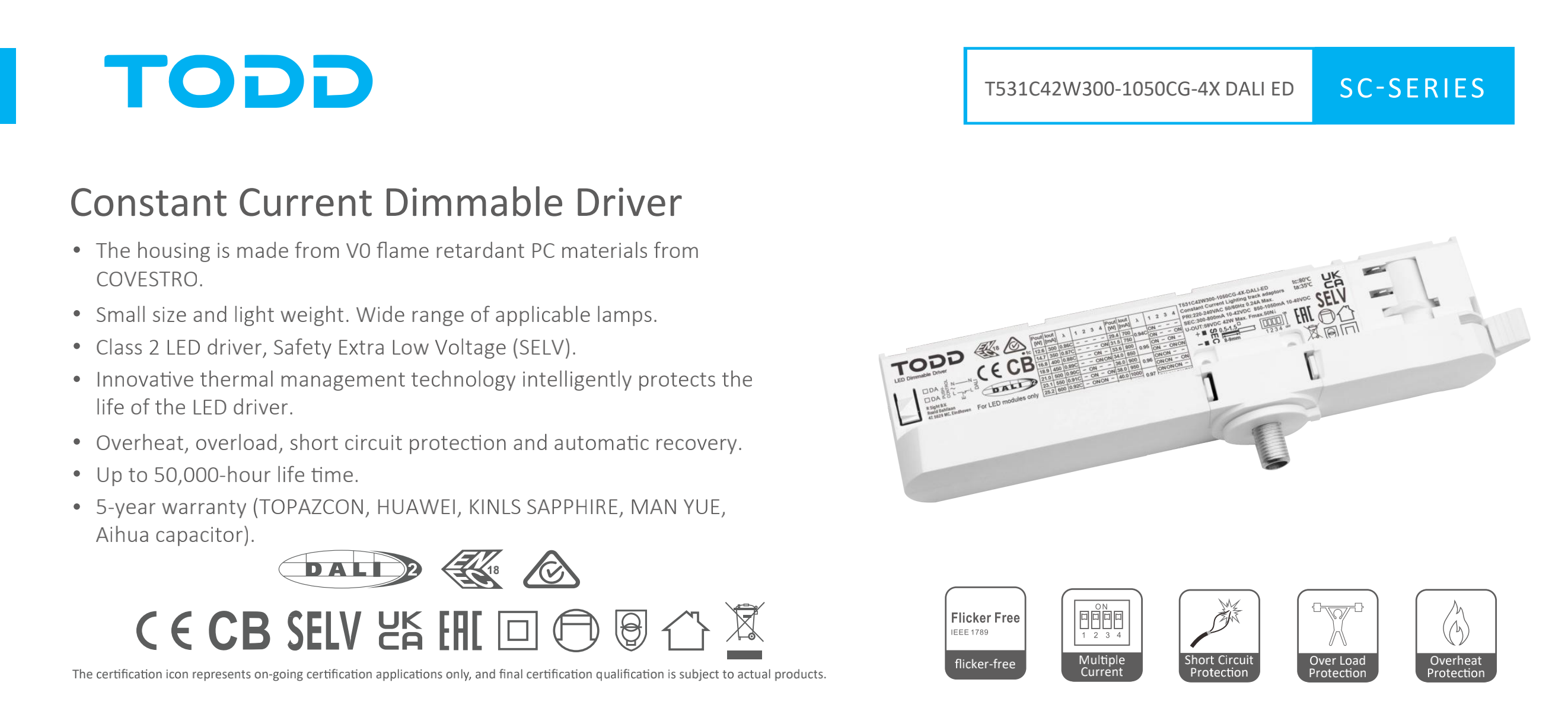led driverT531C42W300-1050CG-4X DALI ED