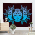 Sun and Moon Face Tapestry Mandala Wall Hanging Indian Hippie Bohemian Psychedelic Mystic Tapestry for Livingroom Bedroom Home D