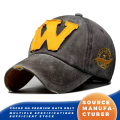 Topi Baseball Patch Huruf W Vintage yang Dicuci