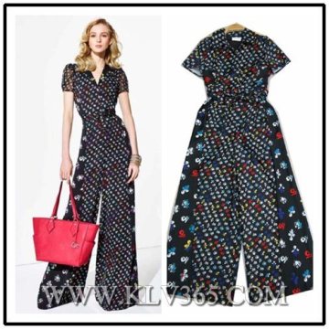 New Style Fashion Women Summer Floral Printed Silk Jumpsuit
