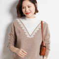 Simple multicolor jacquard sweater for women