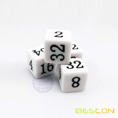 Dice set for backgammon, plastic, black and white, 16 mm, 4 dice, 1 doubler - Jetzt günstig online bestellen auf