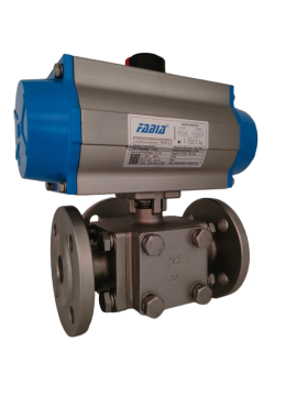 Pneumatic three chip flanged ball valves